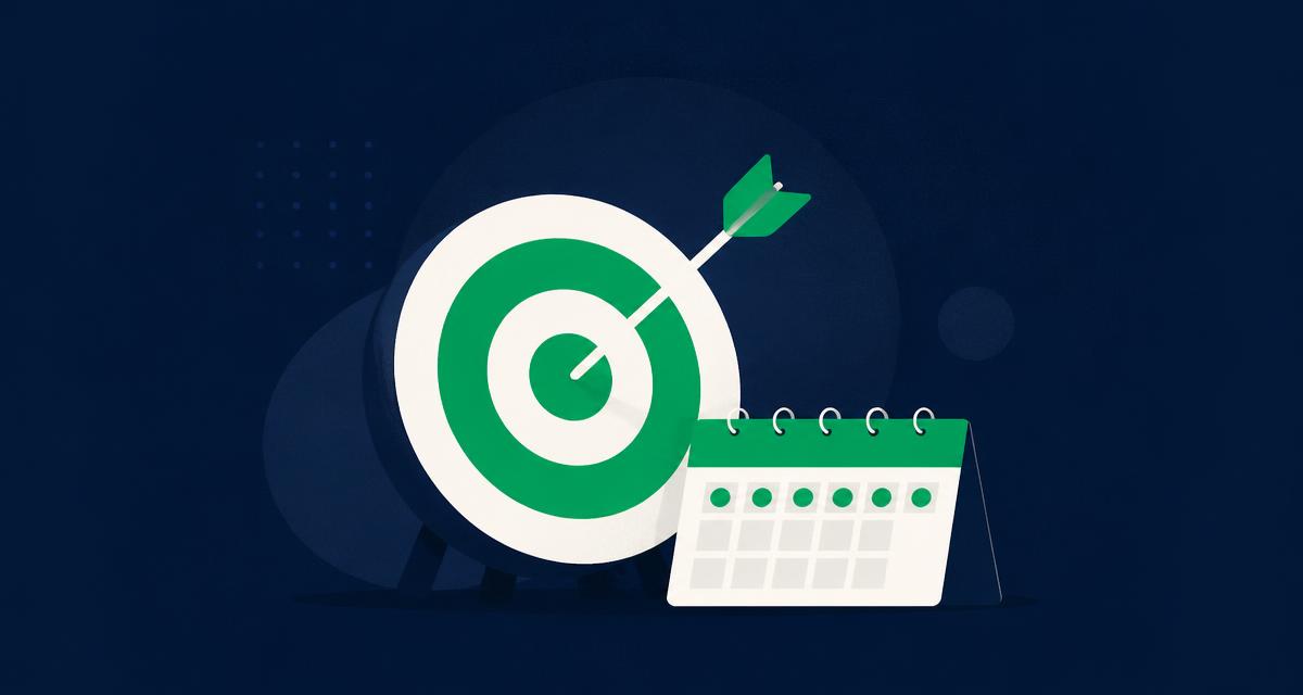 Caderno com metas financeiras anotadas à mão, calendário e caneta sobre a mesa, transmitindo foco e organização
